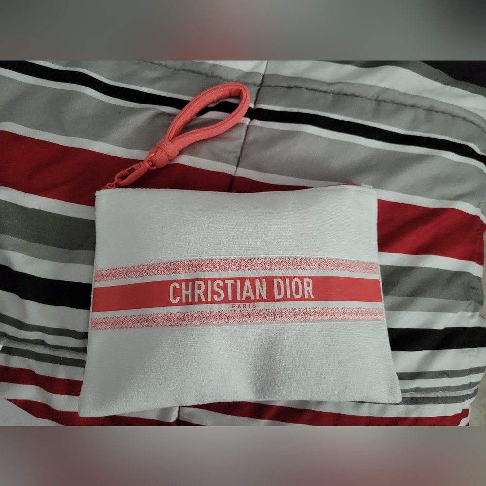 NWT CHRISTIAN DIOR Terry Cloth Summer Collection Pool Beach Wristlet Pouch WHITE - Picture 3 of 6